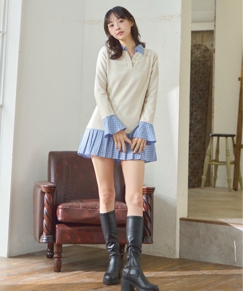 Lallana（ララーナ）の「Preppy Docking Dress/プレッピードッキングワンピース（シャツワンピース・レディース・アイボリー/ネイビー・SMALL/FREE）」の3枚目の写真