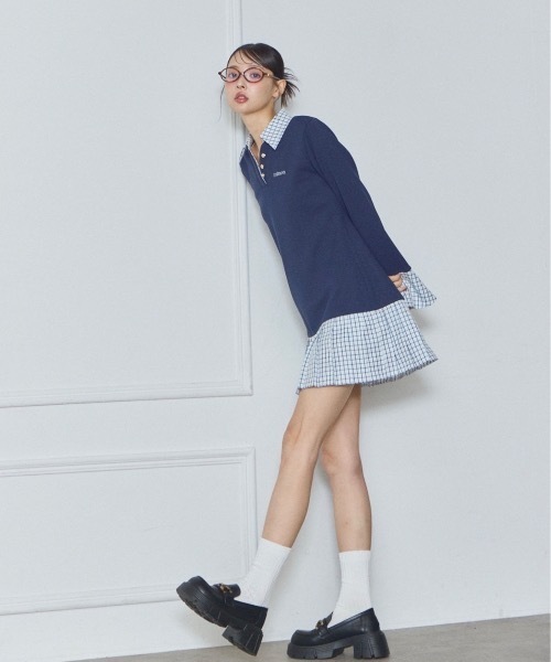 Lallana（ララーナ）の「Preppy Docking Dress/プレッピードッキングワンピース（シャツワンピース・レディース・アイボリー/ネイビー・SMALL/FREE）」の15枚目の写真