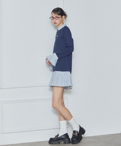 Lallana（ララーナ）の「Preppy Docking Dress/プレッピードッキングワンピース（シャツワンピース・レディース・アイボリー/ネイビー・SMALL/FREE）」の16枚目の写真