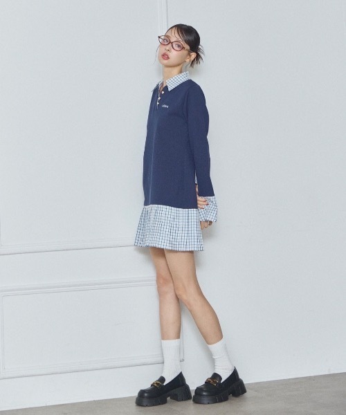 Lallana（ララーナ）の「Preppy Docking Dress/プレッピードッキングワンピース（シャツワンピース・レディース・アイボリー/ネイビー・SMALL/FREE）」の17枚目の写真