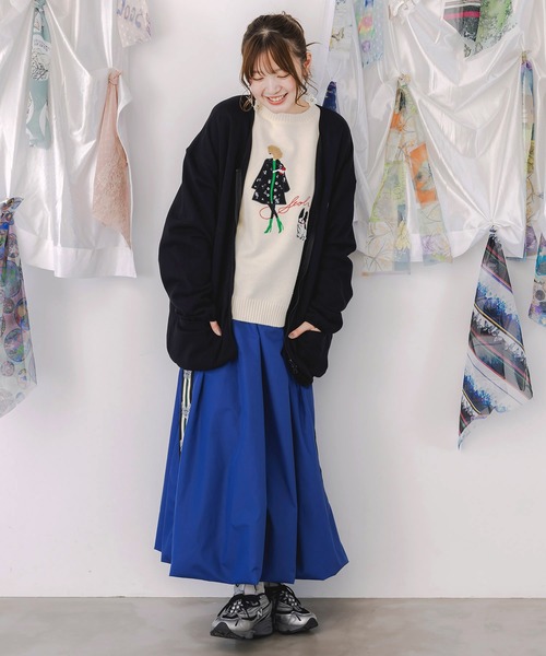 ScoLar(スカラー)の「153661:ミニ裏毛スカ子ロゴ ダブルジップカーディガン(カーディガン/ボレロ・レディース・ブラック/オートミール/杢グレー・M)」の17枚目の写真