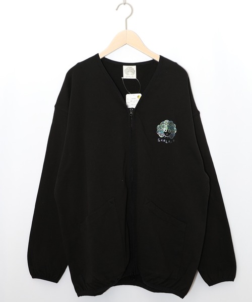 ScoLar(スカラー)の「153661:ミニ裏毛スカ子ロゴ ダブルジップカーディガン(カーディガン/ボレロ・レディース・ブラック/オートミール/杢グレー・M)」の10枚目の写真