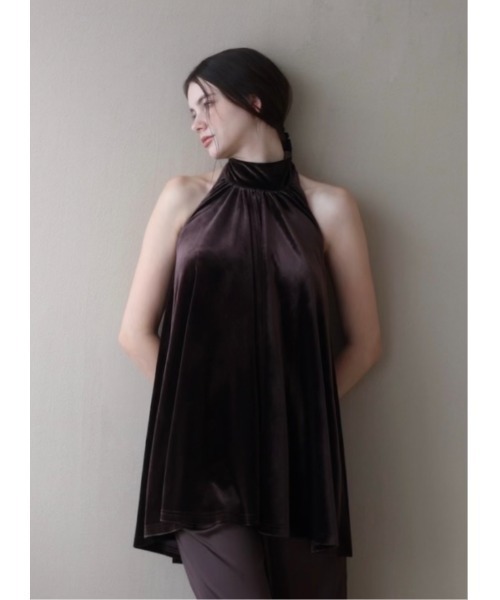 トップス celon velour tie blouse velour back open tie blouse（Tシャツ/カットソー）｜celon