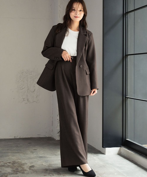 セール】テーラードジャケット ワイドパンツ セットアップ スーツ