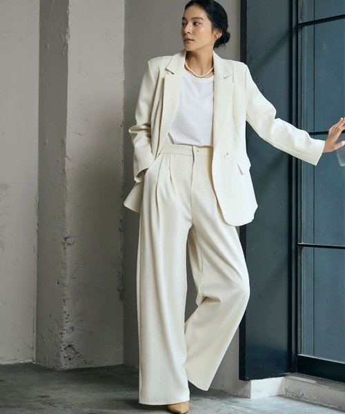 セール】テーラードジャケット ワイドパンツ セットアップ スーツ