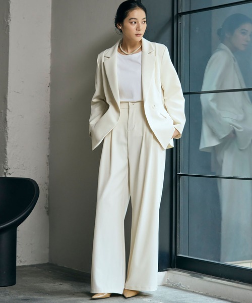 セール】テーラードジャケット ワイドパンツ セットアップ スーツ