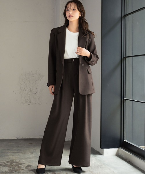 セール】テーラードジャケット ワイドパンツ セットアップ スーツ