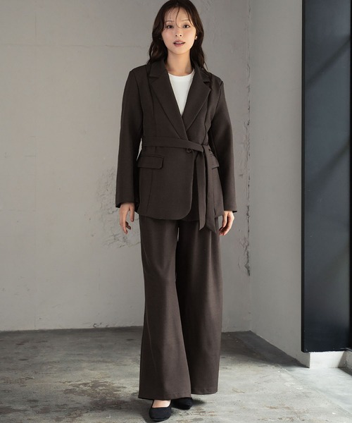 セール】テーラードジャケット ワイドパンツ セットアップ スーツ