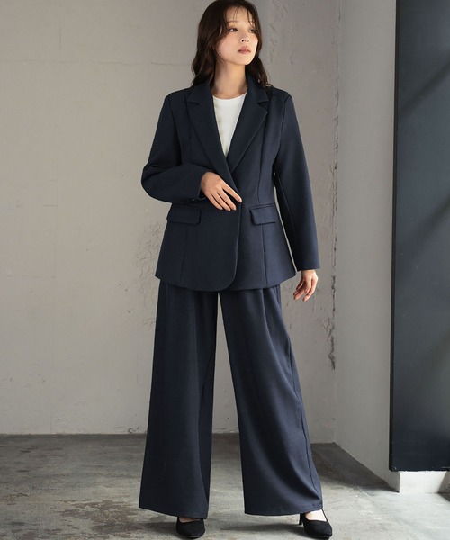ラルフローレン パンツスーツセットアップ ワイドパンツ テーラード ネイビー セール】テーラードジャケット ワイドパンツ セットアップ スーツ