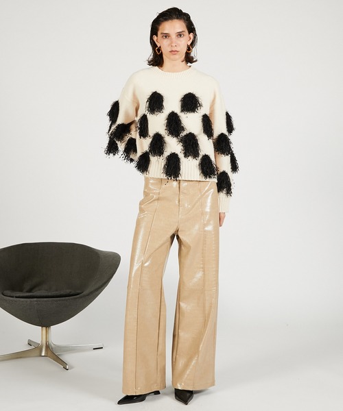 PRANK PROJECT（プランクプロジェクト）の「シンセティックレザープレスパンツ / Synthetic Leather Press Pants（その他パンツ・レディース・ベージュ/ダークブラック/ブラック・36/38）」の8枚目の写真