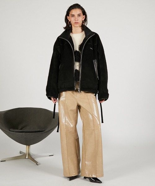 PRANK PROJECT（プランクプロジェクト）の「シンセティックレザープレスパンツ / Synthetic Leather Press Pants（その他パンツ・レディース・ベージュ/ダークブラック/ブラック・36/38）」の9枚目の写真