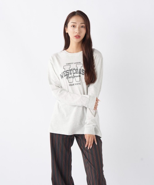 Ocean Pacific（オーシャンパシフィック）の「【OP/オーピー】【限定商品】レディースカレッジロゴロングＴシャツ/長袖ロンT（Tシャツ/カットソー・レディース・ベージュ/チャコールグレー/ホワイト/ヘザーグレー・SMALL/MEDIUM/LARGE/X-LARGE）」の11枚目の写真