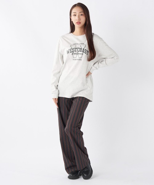 Ocean Pacific（オーシャンパシフィック）の「【OP/オーピー】【限定商品】レディースカレッジロゴロングＴシャツ/長袖ロンT（Tシャツ/カットソー・レディース・ベージュ/チャコールグレー/ホワイト/ヘザーグレー・SMALL/MEDIUM/LARGE/X-LARGE）」の12枚目の写真