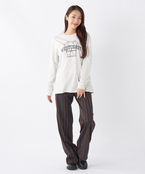 Ocean Pacific（オーシャンパシフィック）の「【OP/オーピー】【限定商品】レディースカレッジロゴロングＴシャツ/長袖ロンT（Tシャツ/カットソー・レディース・ベージュ/チャコールグレー/ホワイト/ヘザーグレー・SMALL/MEDIUM/LARGE/X-LARGE）」の13枚目の写真