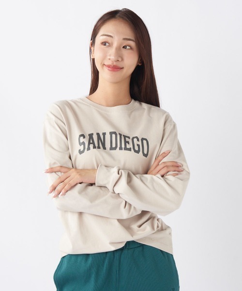 Ocean Pacific（オーシャンパシフィック）の「【OP/オーピー】【限定商品】レディースカレッジロゴロングＴシャツ/長袖ロンT（Tシャツ/カットソー・レディース・ベージュ/チャコールグレー/ホワイト/ヘザーグレー・SMALL/MEDIUM/LARGE/X-LARGE）」の22枚目の写真