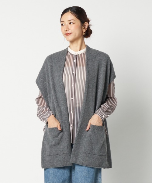 HELIOPOLE（エリオポール）の「WOOL CASHMERE 2 WAY GILET（ベスト・レディース・アイボリー/ブラック/グレー・38）」の3枚目の写真
