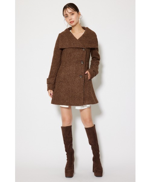 rienda（リエンダ）の「25オーバーネックシンデレララインミニコート 秋服　冬服（ステンカラーコート・レディース・ライトベージュ/グレー/マルチ/ブラック・SMALL/MEDIUM）」の20枚目の写真