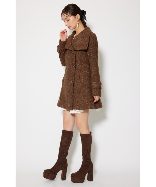 rienda（リエンダ）の「25オーバーネックシンデレララインミニコート 秋服　冬服（ステンカラーコート・レディース・ライトベージュ/グレー/マルチ/ブラック・SMALL/MEDIUM）」の21枚目の写真