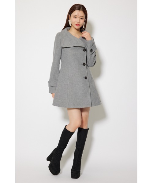 セール】【AW2025】25オーバーネックシンデレララインミニコート 秋服