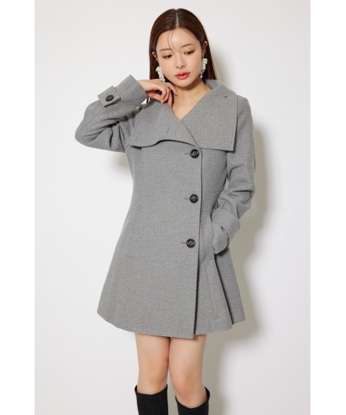 rienda（リエンダ）の「25オーバーネックシンデレララインミニコート 秋服　冬服（ステンカラーコート・レディース・ライトベージュ/グレー/マルチ/ブラック・SMALL/MEDIUM）」の14枚目の写真