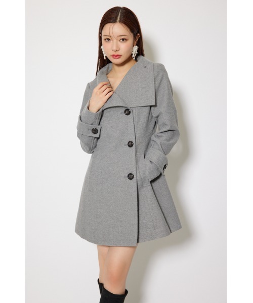 rienda（リエンダ）の「25オーバーネックシンデレララインミニコート 秋服　冬服（ステンカラーコート・レディース・ライトベージュ/グレー/マルチ/ブラック・SMALL/MEDIUM）」の18枚目の写真