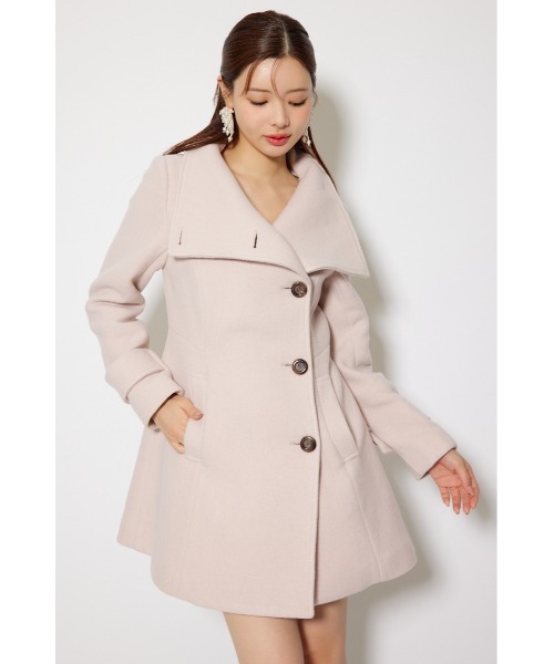 rienda オーバーネックシンデレララインミニコート 秋冬 2025 rienda | 【1月下旬以降お届け】25オーバーネックシンデレララインミニ