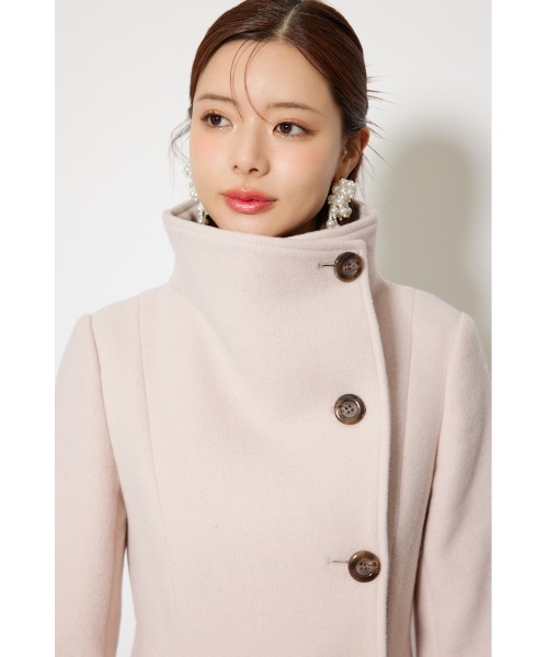 rienda（リエンダ）の「25オーバーネックシンデレララインミニコート 秋服　冬服（ステンカラーコート・レディース・ライトベージュ/グレー/マルチ/ブラック・SMALL/MEDIUM）」の8枚目の写真