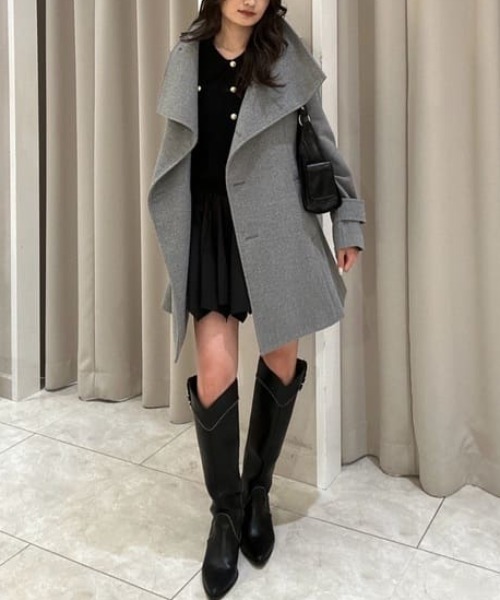 AW2025】25オーバーネックシンデレララインミニコート 秋服 冬服