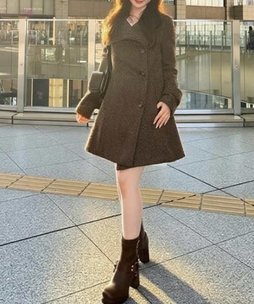 AW2025】25オーバーネックシンデレララインミニコート 秋服 冬服