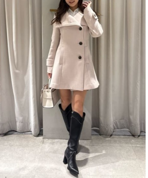 セール】【AW2025】25オーバーネックシンデレララインミニコート 秋服