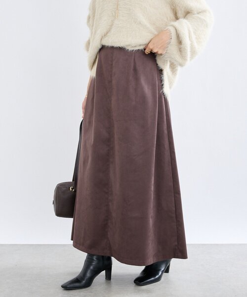 RIVE DROITE(リヴドロワ)の「【モダンな印象】ブラッシュドクロスサイドタックスカート(スカート・レディース・ブラウン/キャメル・38/36)」の1枚目の写真