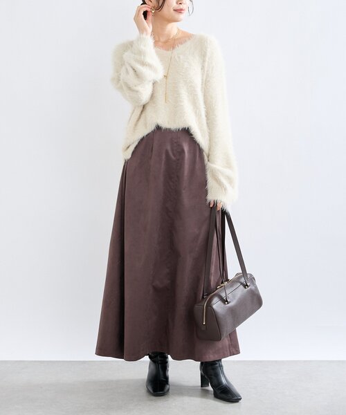 RIVE DROITE(リヴドロワ)の「【モダンな印象】ブラッシュドクロスサイドタックスカート(スカート・レディース・ブラウン/キャメル・38/36)」の18枚目の写真