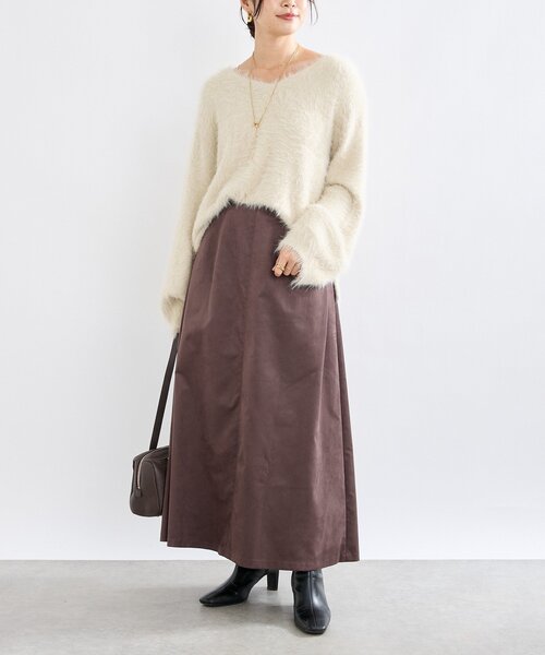RIVE DROITE(リヴドロワ)の「【モダンな印象】ブラッシュドクロスサイドタックスカート(スカート・レディース・ブラウン/キャメル・38/36)」の9枚目の写真