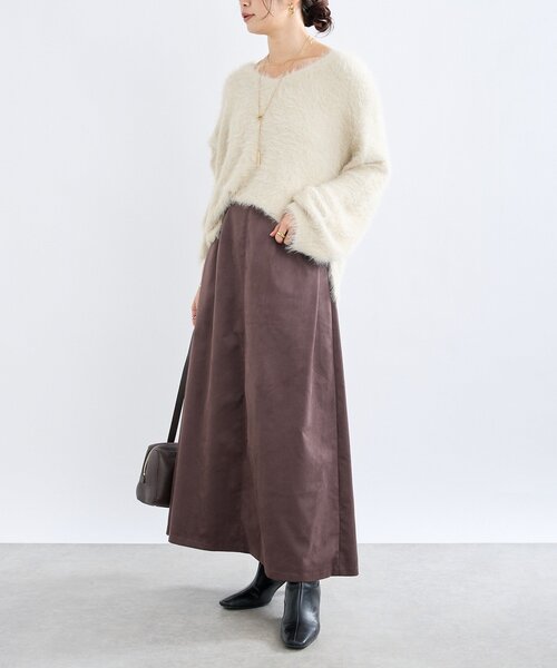 RIVE DROITE(リヴドロワ)の「【モダンな印象】ブラッシュドクロスサイドタックスカート(スカート・レディース・ブラウン/キャメル・38/36)」の21枚目の写真