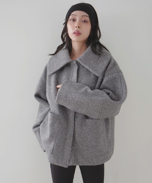 searoomlynn シャギーウールBIGカラーコート SeaRoomlynn シャギーウールBIGカラーコート グレーブランド