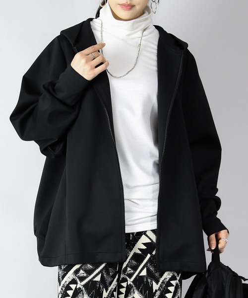 and it_（アンドイット）の「ダンボールニットゆったりこなれフルジップパーカー（パーカー・レディース・ブルーグレー/ブラック/ブラウン・FREE）」の2枚目の写真