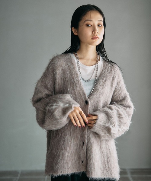 5ゲージシャギーVカーディガン 603944（カーディガン/ボレロ）｜LEPSIM