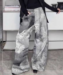 デジタルプリント ワイドデニムパンツ