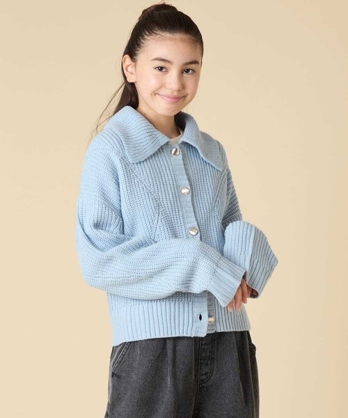 a.v.v（アーヴェヴェ）の「[130-160]襟付きカーディガン（カーディガン/ボレロ・キッズ・ダークインディゴブルー/チャコールグレー・160/140/150/130）」の5枚目の写真