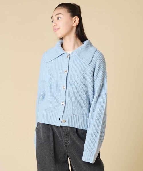 a.v.v（アーヴェヴェ）の「[130-160]襟付きカーディガン（カーディガン/ボレロ・キッズ・ダークインディゴブルー/チャコールグレー・160/140/150/130）」の6枚目の写真