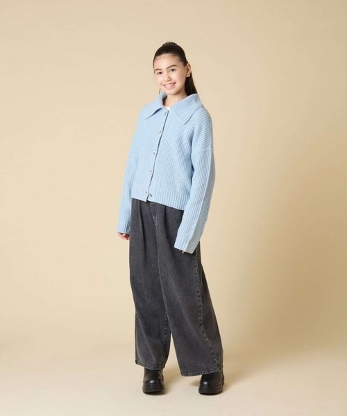 a.v.v（アーヴェヴェ）の「[130-160]襟付きカーディガン（カーディガン/ボレロ・キッズ・ダークインディゴブルー/チャコールグレー・160/140/150/130）」の7枚目の写真