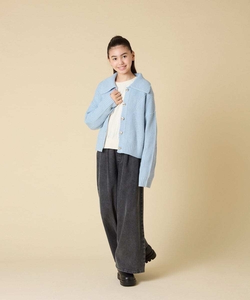 a.v.v（アーヴェヴェ）の「[130-160]襟付きカーディガン（カーディガン/ボレロ・キッズ・ダークインディゴブルー/チャコールグレー・160/140/150/130）」の11枚目の写真