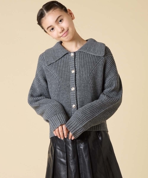 a.v.v（アーヴェヴェ）の「[130-160]襟付きカーディガン（カーディガン/ボレロ・キッズ・ダークインディゴブルー/チャコールグレー・160/140/150/130）」の14枚目の写真
