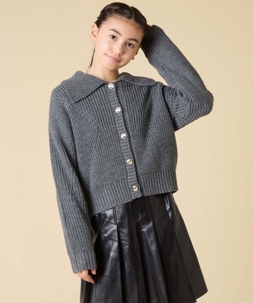 a.v.v（アーヴェヴェ）の「[130-160]襟付きカーディガン（カーディガン/ボレロ・キッズ・ダークインディゴブルー/チャコールグレー・160/140/150/130）」の15枚目の写真
