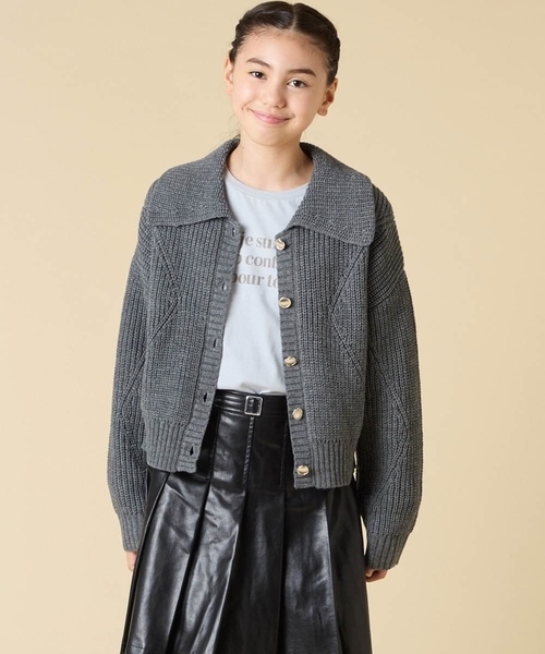 a.v.v（アーヴェヴェ）の「[130-160]襟付きカーディガン（カーディガン/ボレロ・キッズ・ダークインディゴブルー/チャコールグレー・160/140/150/130）」の16枚目の写真