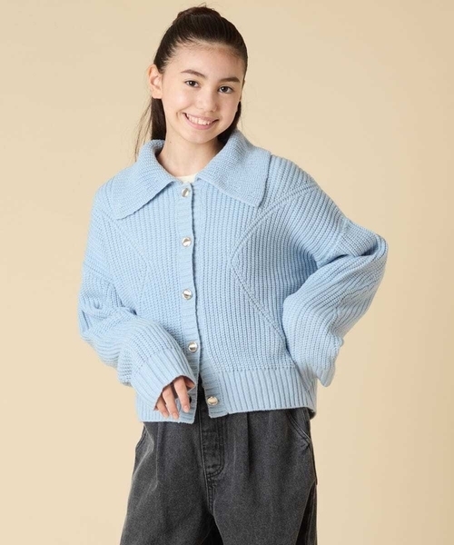 a.v.v（アーヴェヴェ）の「[130-160]襟付きカーディガン（カーディガン/ボレロ・キッズ・ダークインディゴブルー/チャコールグレー・160/140/150/130）」の2枚目の写真