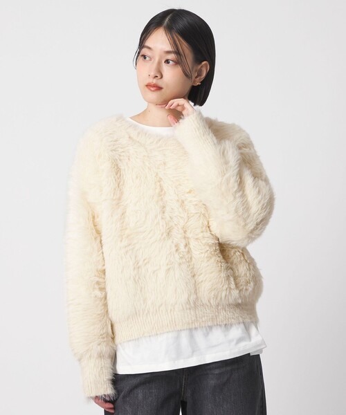 A DAY IN THE LIFE UNITED ARROWS(アデイインザライフユナイテッドアローズ)の「フェザーボリューム 2WAY カーディガン <A DAY IN THE LIFE>(カーディガン/ボレロ・レディース・オフホワイト/ベージュ/ダークグレー/ピンク・FREE)」の7枚目の写真
