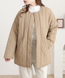 OMNES（オムネス）の「裏ボアラインキルト ノーカラージャケット（ノーカラーコート）」