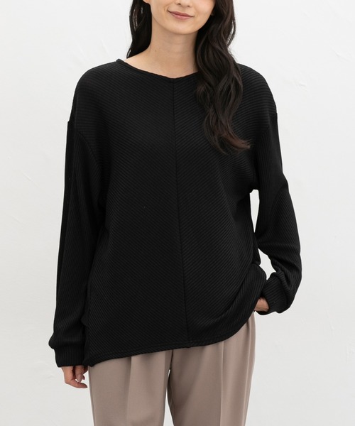 Honeys(ハニーズ)の「Vネックチュニック(Tシャツ/カットソー・レディース・ブルー/モカ/イエロー系その他/グレー系その他/ブラック・L/LL/M)」の2枚目の写真