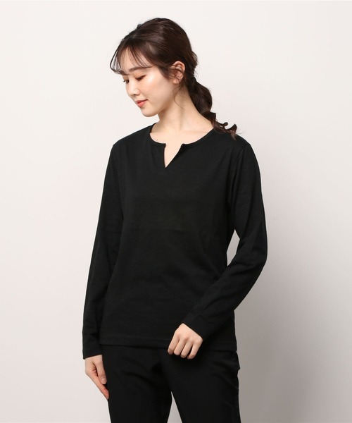 ARCHIVER(アーカイバ)の「【RES】【RDS】キーネックスラブ天竺カットソー(Tシャツ/カットソー・メンズ・ネイビー/グレー/ライトピンク/カーキ/ブラック/ホワイト・MEDIUM/X-LARGE/LARGE)」の3枚目の写真